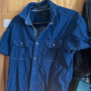 Men's Blue Denim Short Sleeve Shirt